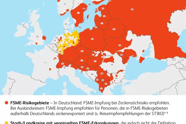 Karte der FSME-Risikogebiete in Europa