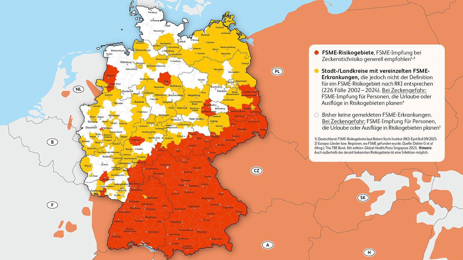FSME-Risikogebiete Deutschland 2025