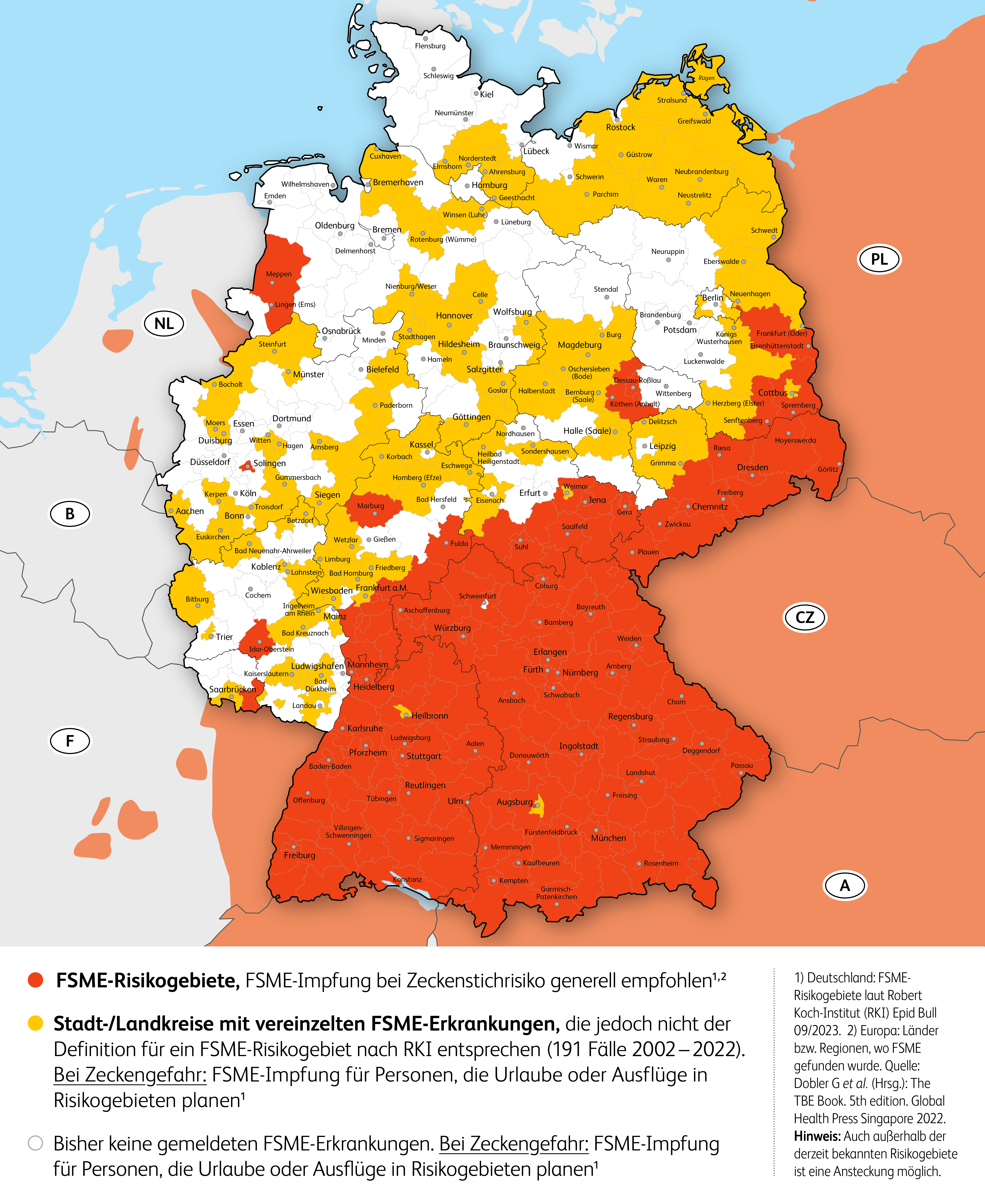 FSME-Risikogebiete in Deutschland