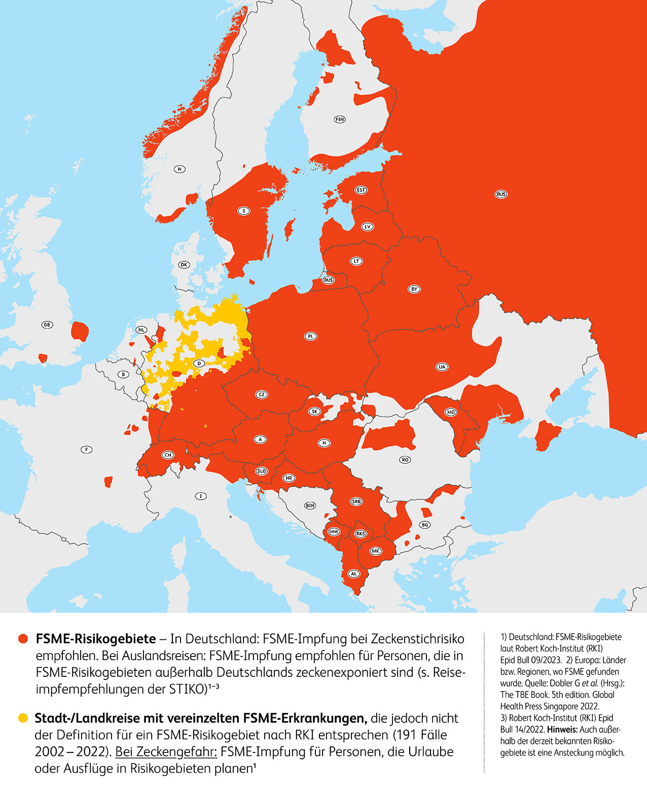 FSME-Risikogebiete Europa 2023