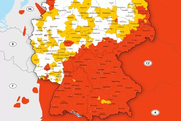 Karte der FSME-Risikogebiete in Deutschland