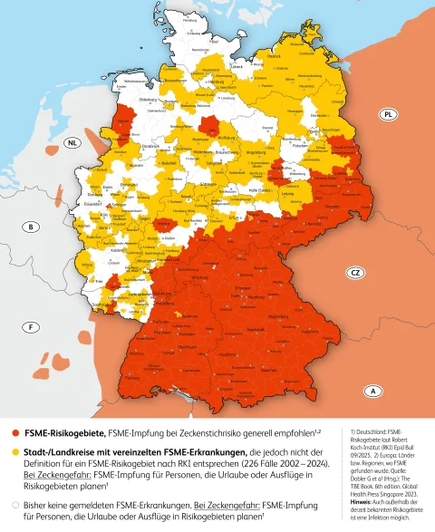 FSME-Risikogebiete Deutschland 2025