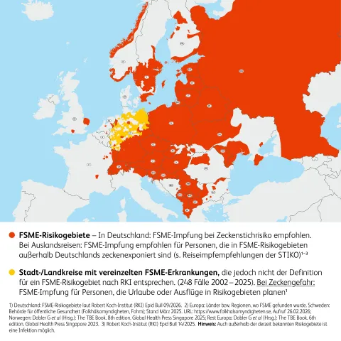 FSME-Risikogebiete in Europa 2026